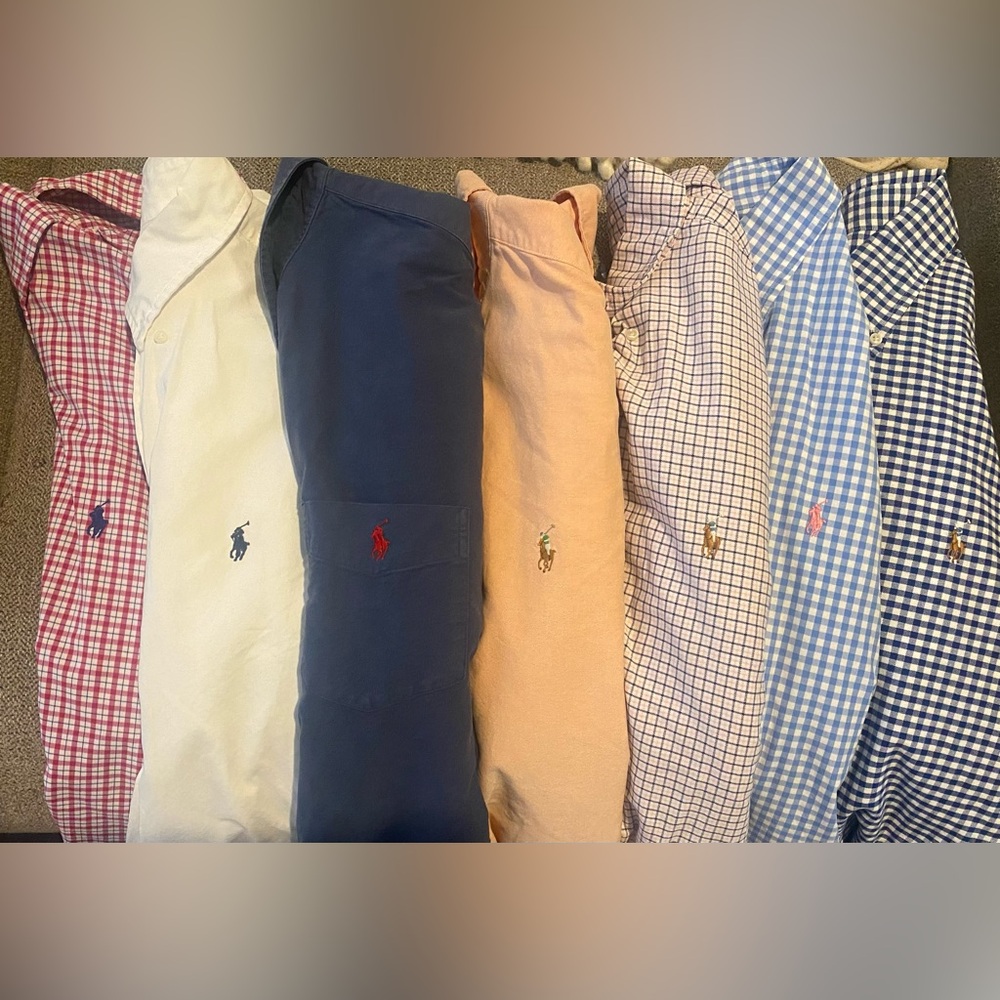 7 (Lot) Men’s Ralph Lauren Button Up Long Sleeve Shirts